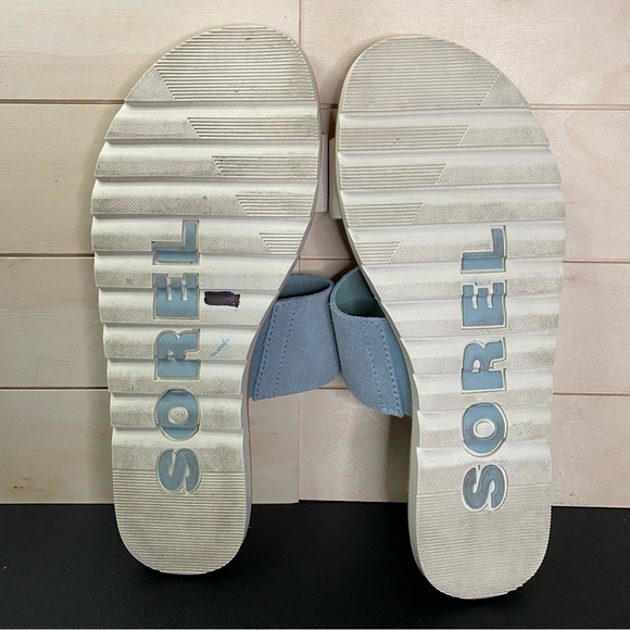 Sorel Ella 2 Slide Sandals Women's Size 7 Shoes Blue White Leather NL4662-461 - Picture 9 of 10
